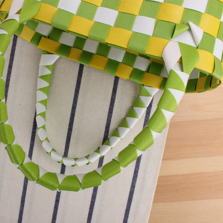 Handcrafted Tote Bag in Modern Check Pattern Bowlift