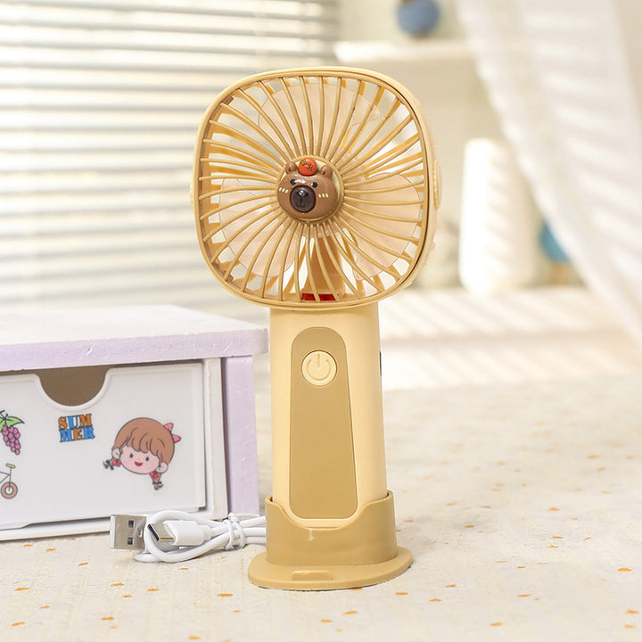 Women's Portable Mini Hand Fan with Ergonomic Handle and Cute Animal Design Bowlift