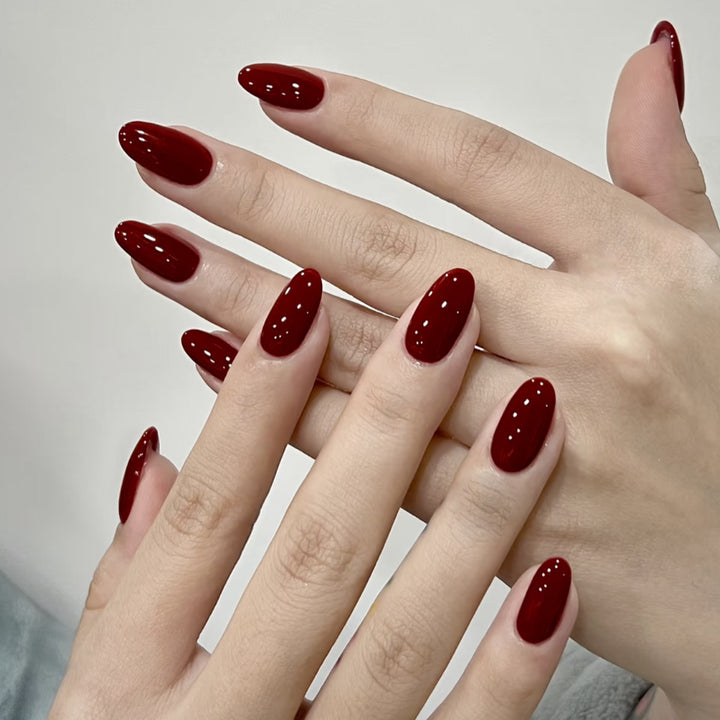 Glossy Almond-Shaped Nail Enhancements Bowlift