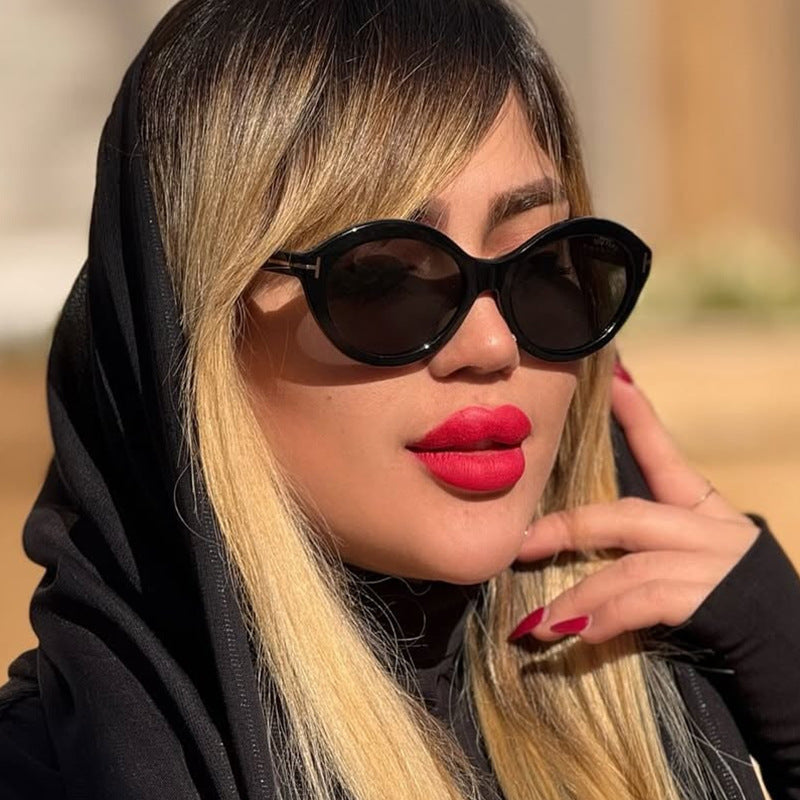 Ladies fashionable sunglasses with innovative oval frame and UV protection Bowlift