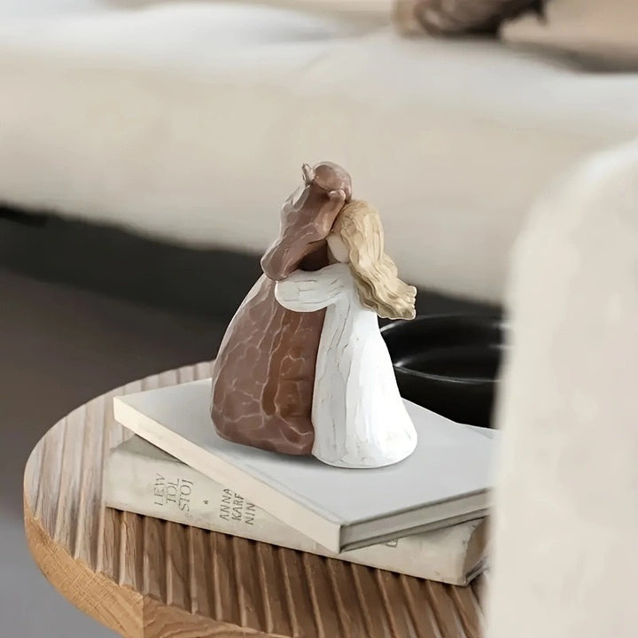 Handcrafted Resin Horse Hug Figurine Home Decor Sculpture Bowlift