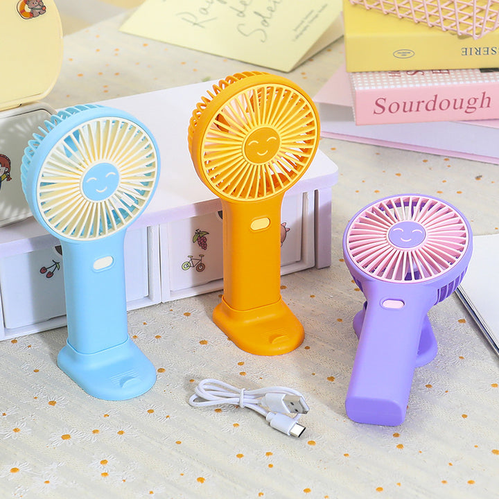 Ladies portable USB hand fan with innovative smiling design Bowlift