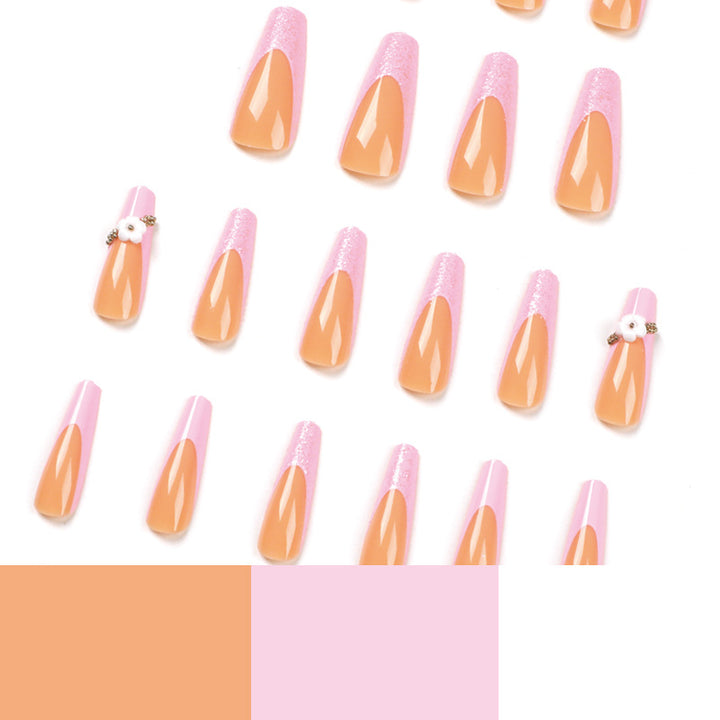 Glittering nail extensions with floral design Bowlift