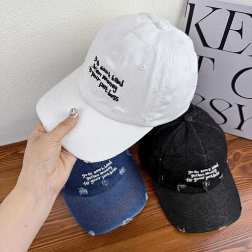 Women's Distressed Denim Statement Cap Bowlift