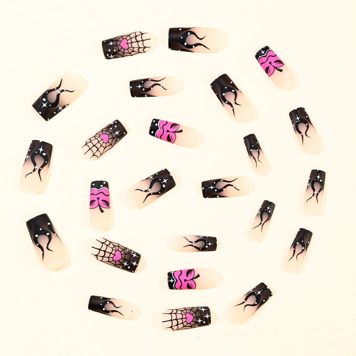 Gothic Themed Spider and Pumpkin Nail Art Extensions Bowlift