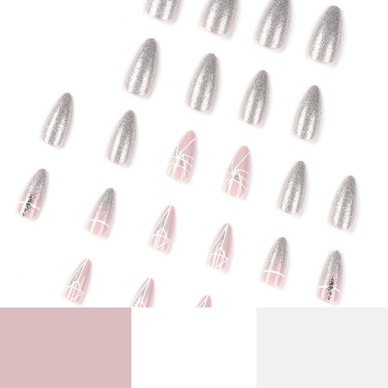 Artful nail extensions with glitter and geometric designs Bowlift