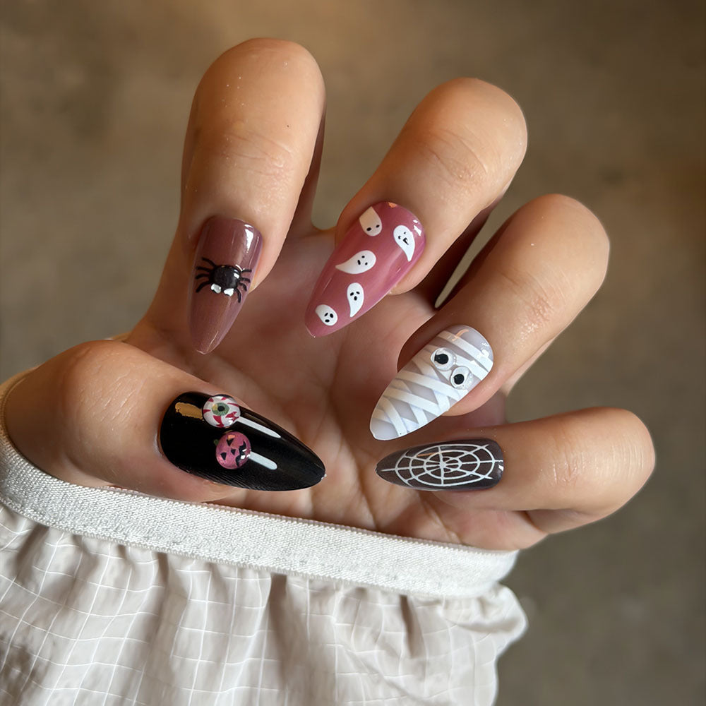 Whimsical Halloween-Themed Press-On Nail Set Bowlift