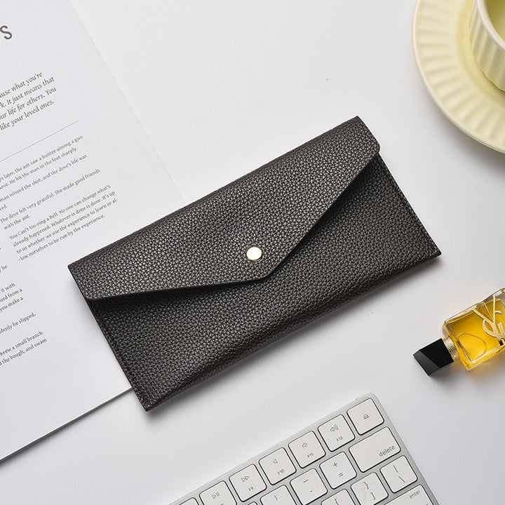 Elegant Textured Leather Clutch Wallet Bowlift