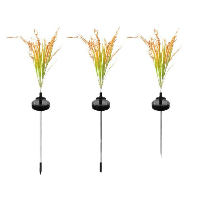 Solar LED Ornamental Grass Pathway Stake Lights With Integrated Solar Panel Bowlift