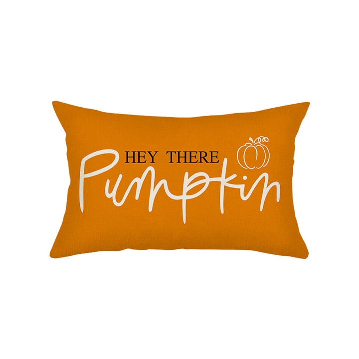 Rectangular Linen-Texture Lumbar Throw Pillow Cover with 'Home Sweet Home' Script & Hidden Zipper