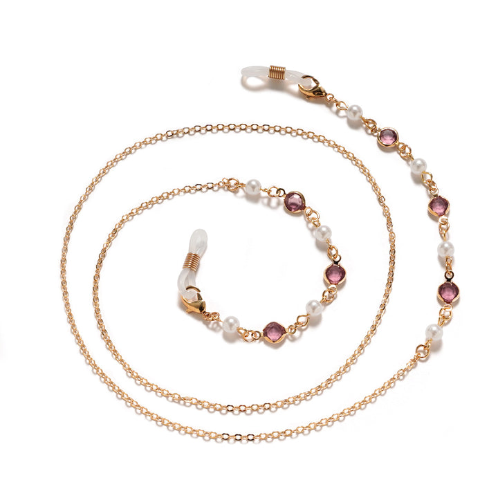 Premium Pearl and Amethyst Eyewear Chain Bowlift