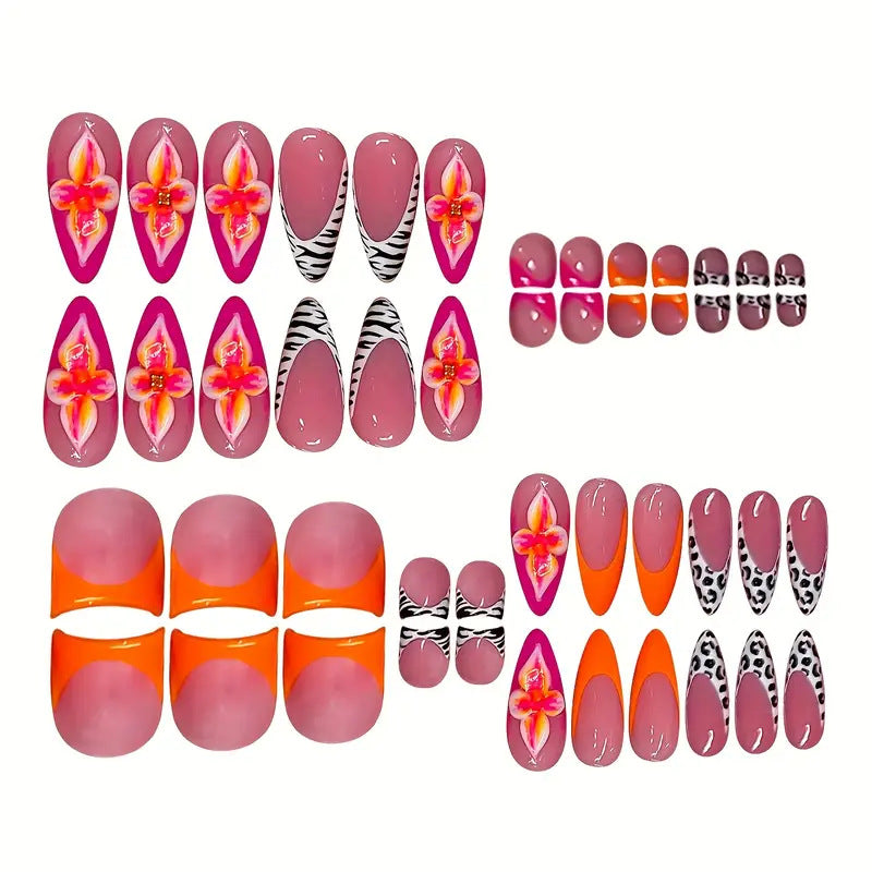 Artistic Floral and Abstract Press-On Nail Set Bowlift
