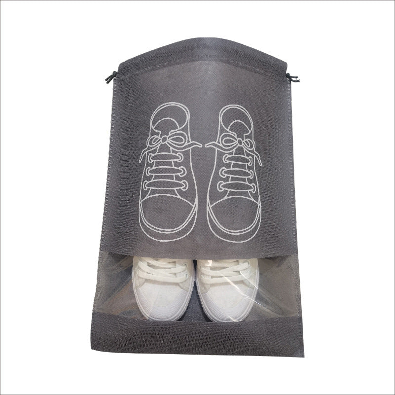 Unisex Travel Shoe Storage Bag with Transparent Window Drawstring Closure and Breathable Non-Woven Mesh Organizer Bowlift