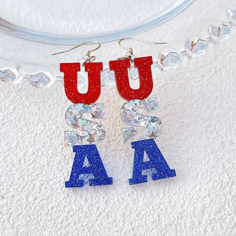 Women’s letter earrings made of resin with glitter effect and pendants Bowlift