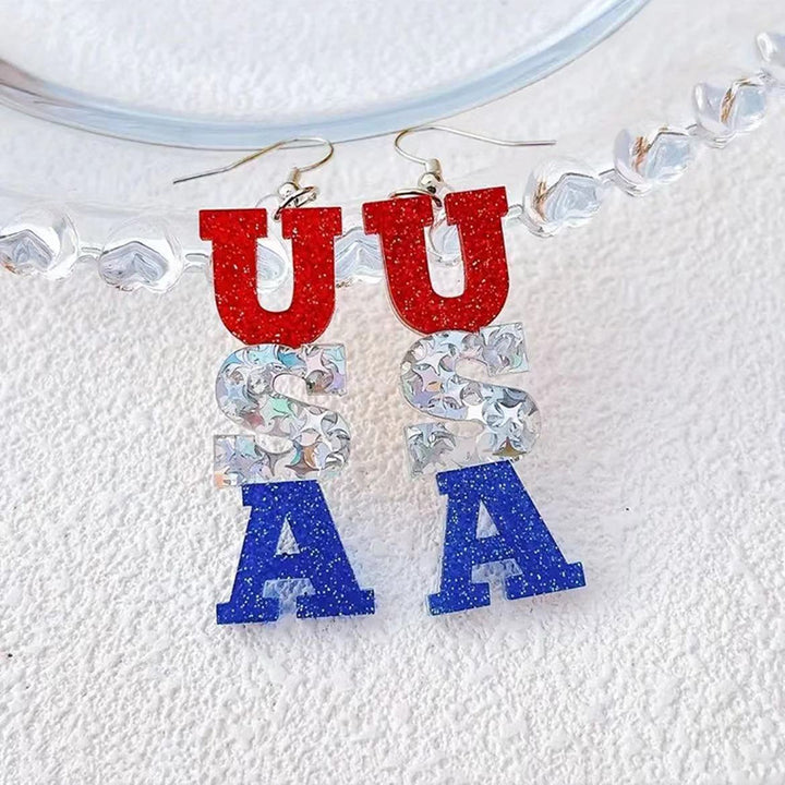 Women's long acrylic letter earrings three-piece with hologram and glitter effect Bowlift