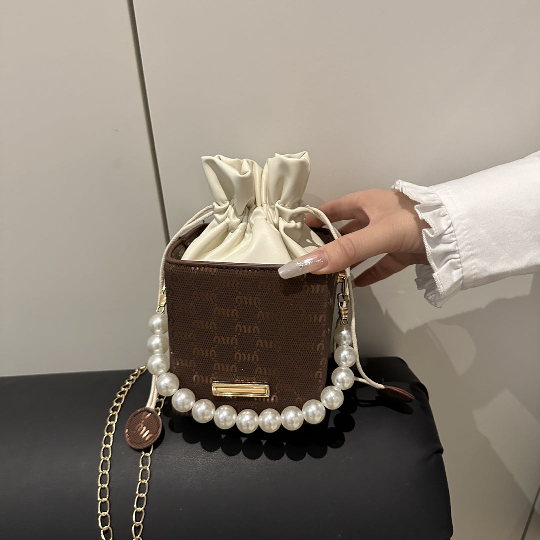 Elegant Pearl-Handled Mini Bucket Bag Bowlift