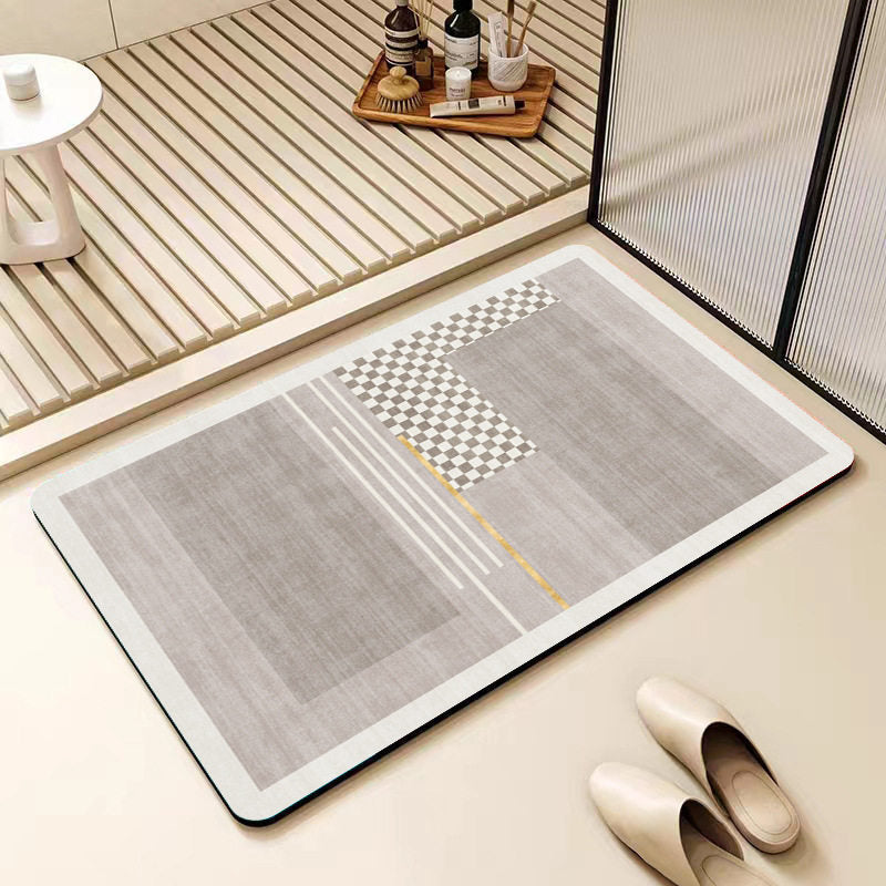 Non-Slip Geometric Pattern Bathroom Mat Bowlift