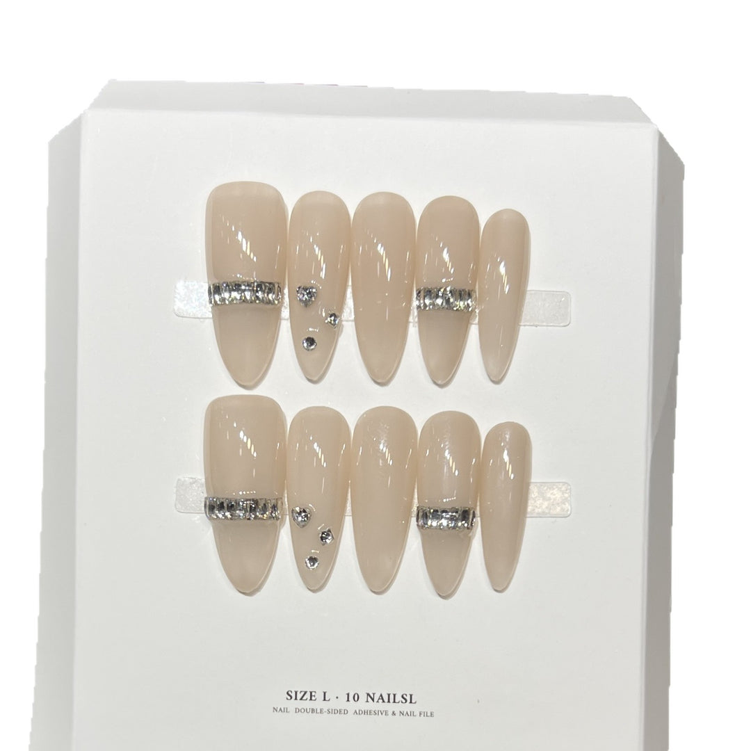 Elegant Stiletto Press-On Nail Set with Diamond Accents Bowlift