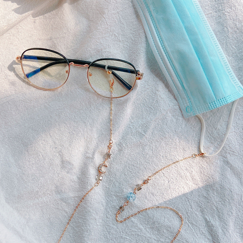 Fashionable Glasses Holder Chain Made of Sparkling Metal Bowlift