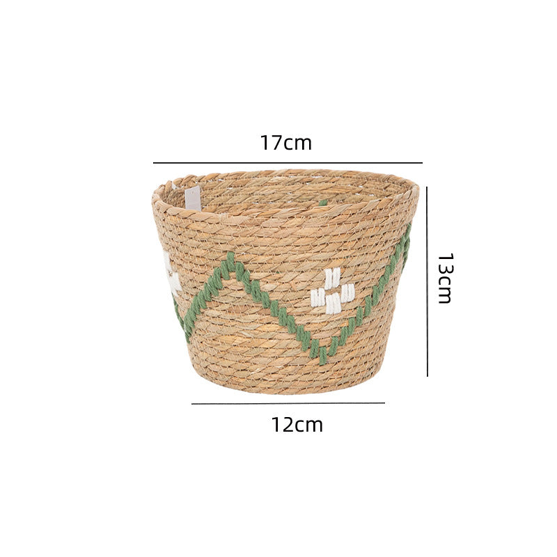 Handwoven storage basket with colorful accents Bowlift