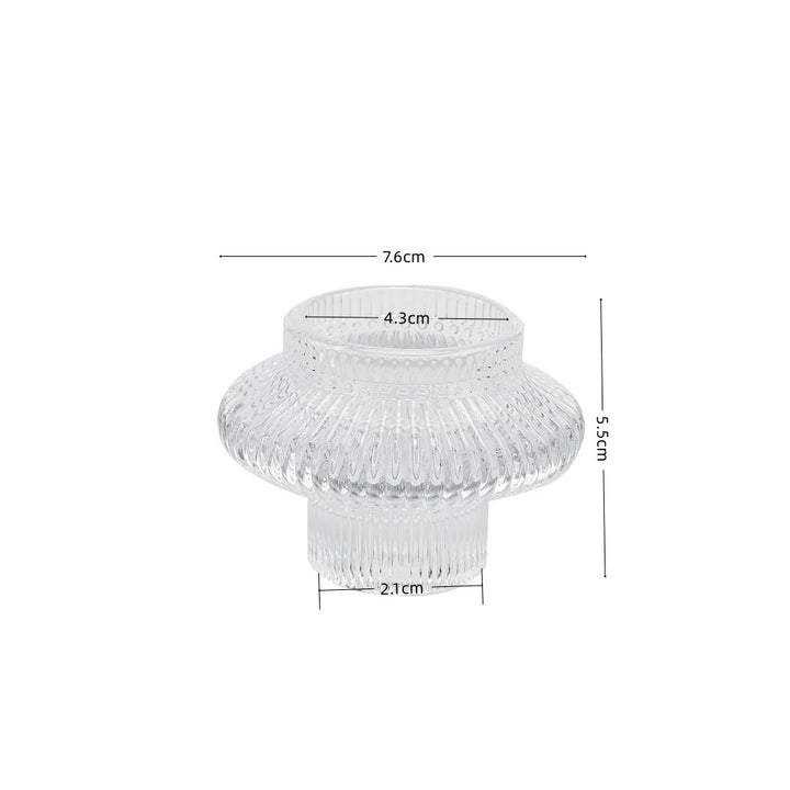 Ribbed Textured Glass Tealight Candle Holder with Flared Collar Bowlift