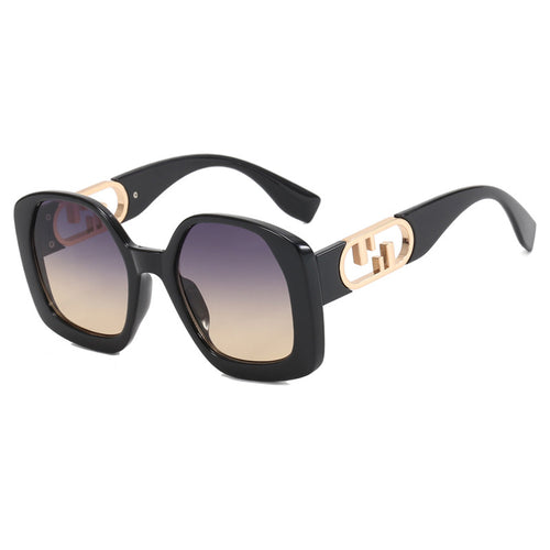 Women oversized sunglasses with extravagant geometric frame and elegant accents Bowlift