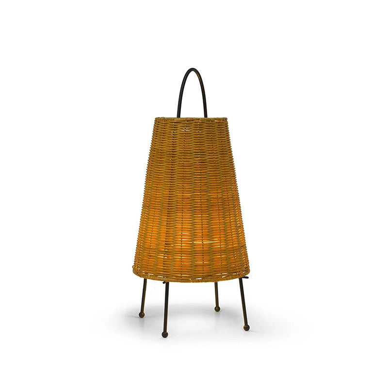 Elegant table lamp made of woven material Bowlift