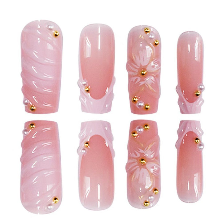 Decorative Press-On Nail Art Set with Rhinestone Accents Bowlift
