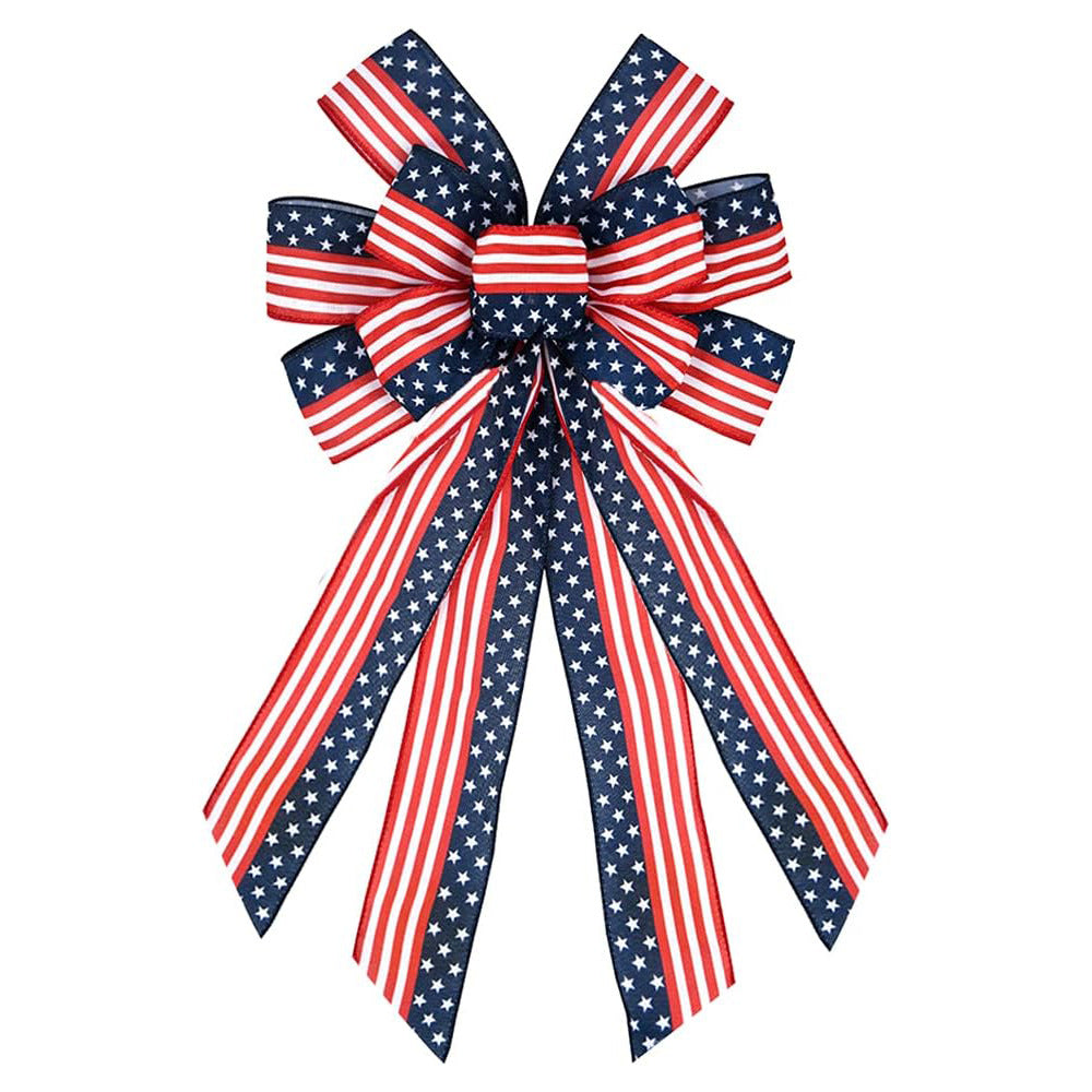 Unisex decorative bow in large size with long ribbons and star pattern for door and wall decoration Bowlift