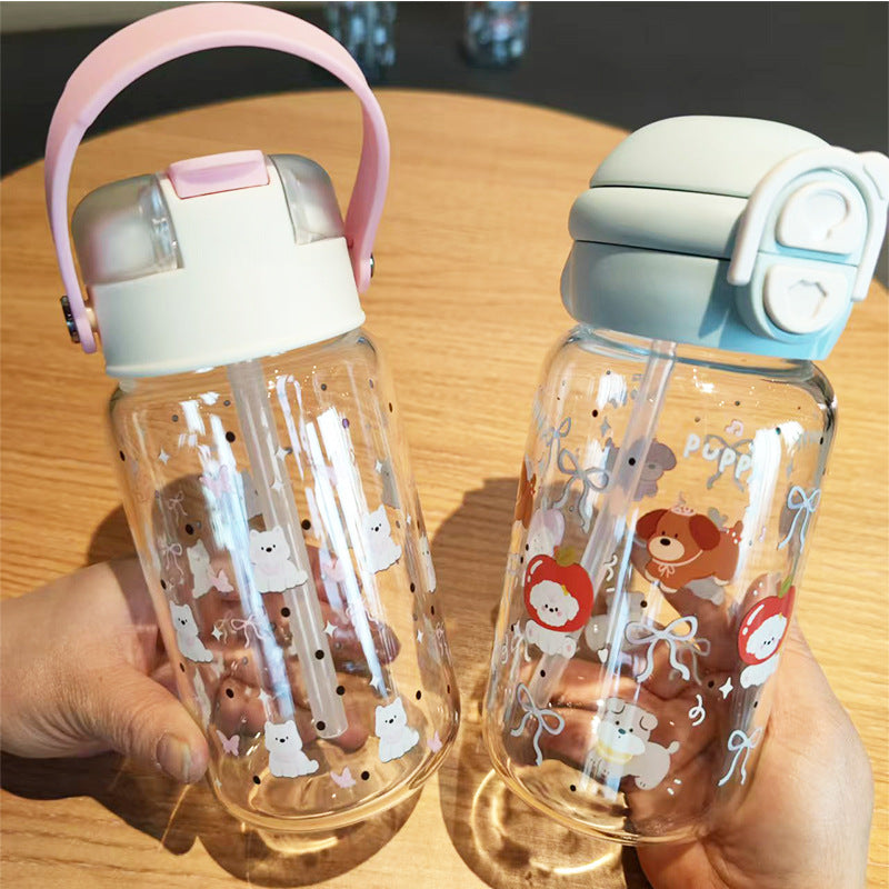 Ladies creative water bottle with integrated silicone carrying loop Bowlift