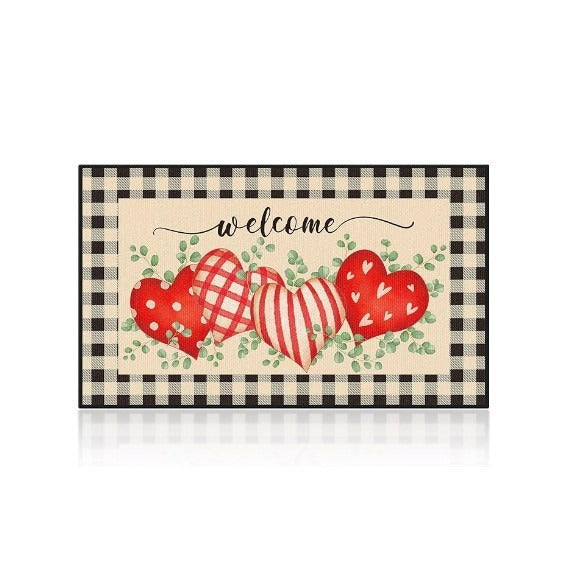 Heart-Themed Decorative Welcome Mat Bowlift