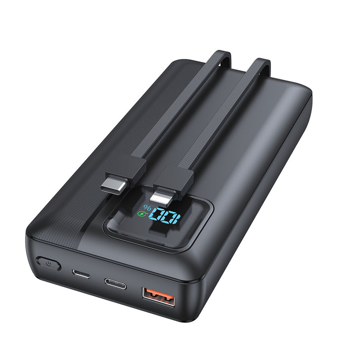 Powerbank with Integrated Charging Cables and Digital Display Bowlift