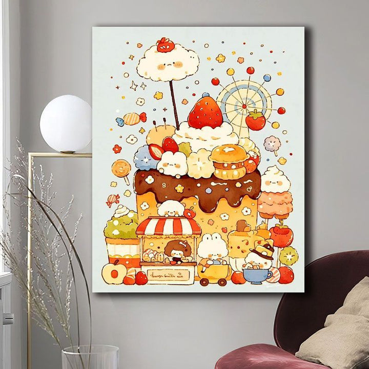 Whimsical Dessert-Themed Canvas Art Print Bowlift