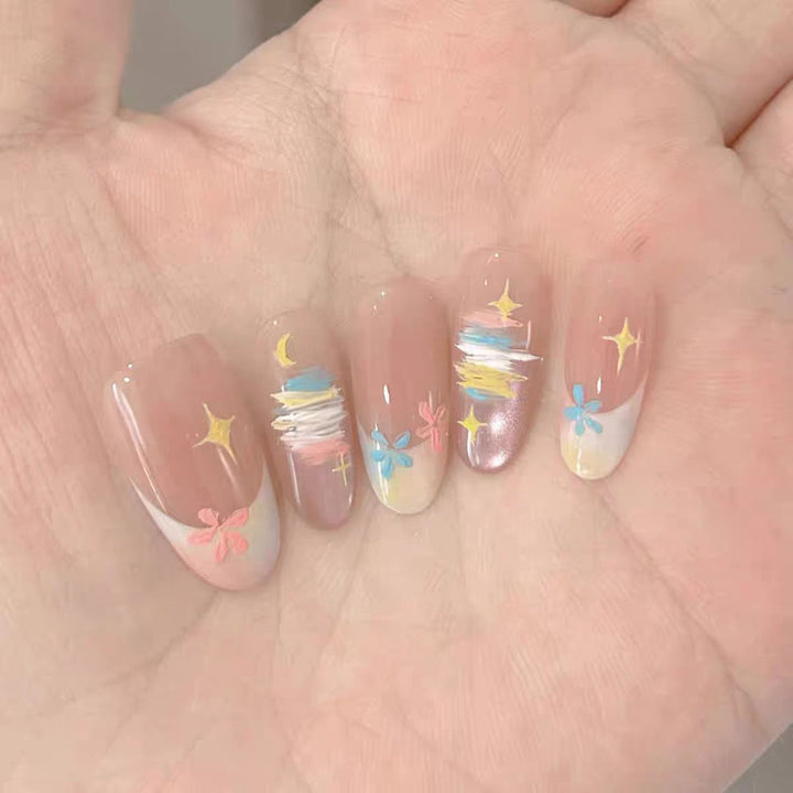 Elaborate Artistic Press-On Nail Set Bowlift