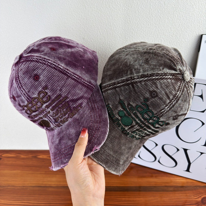 Women's Distressed Corduroy Baseball Cap Bowlift