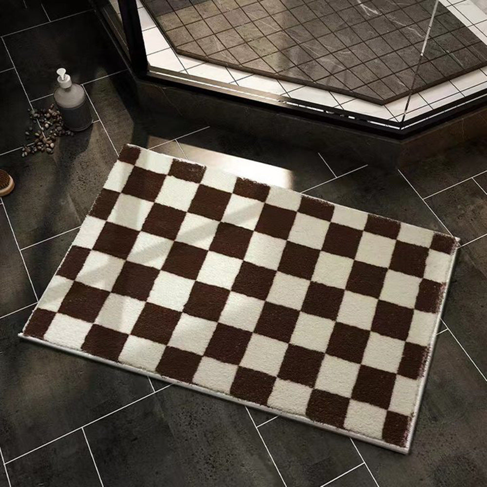 Unisex Stylish Checkered Bath Mat Bowlift