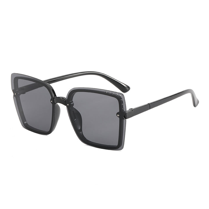 Ladies Square Sunglasses with Sparkling Frame Accents Bowlift