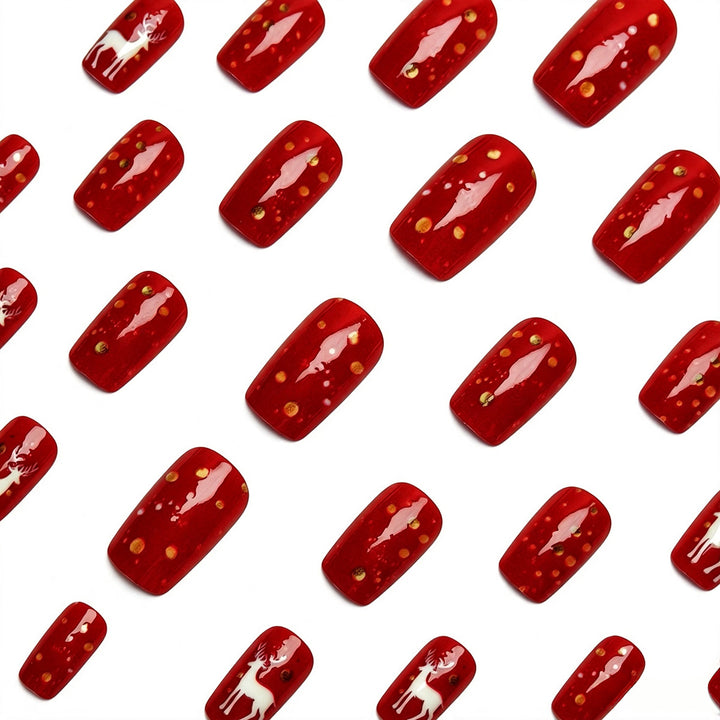 Creative artificial nails with festive reindeer design Bowlift