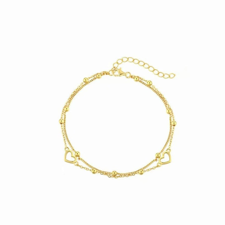 Heart Charm Layered Bracelet Bowlift