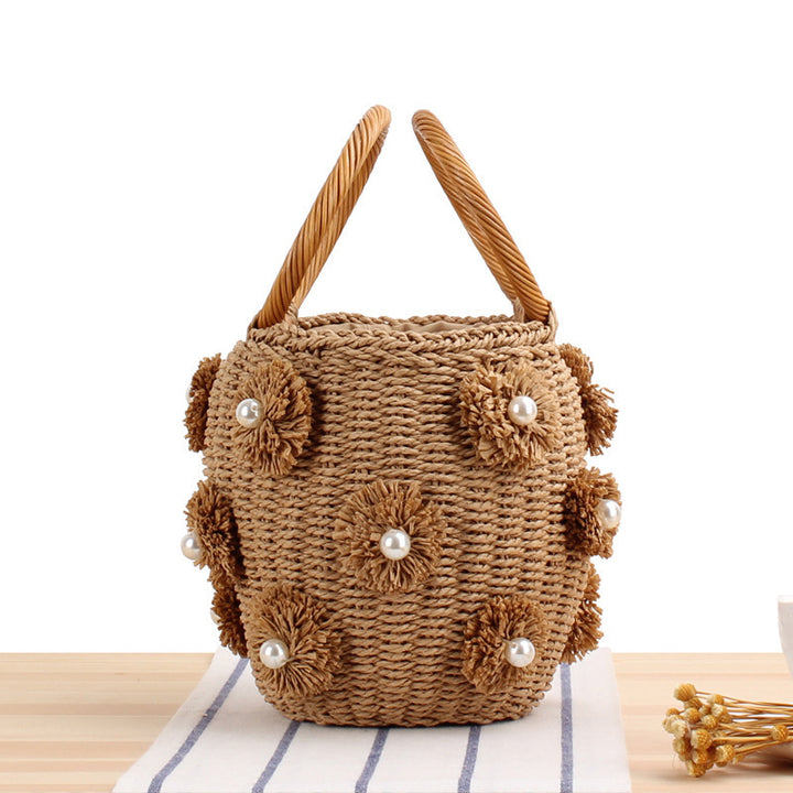 Handbag with Unique Pearl Applications Bowlift