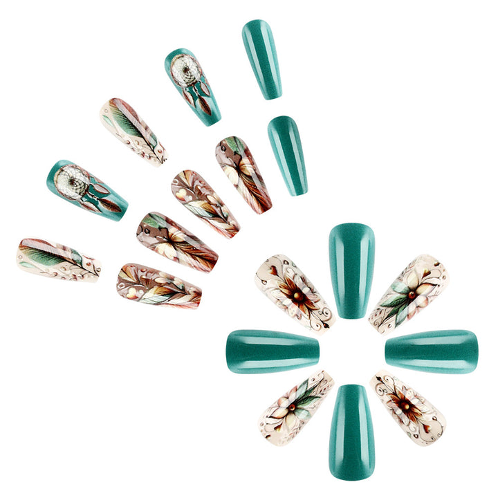 Artistic Floral Press-On Nail Set Bowlift 1787542921
