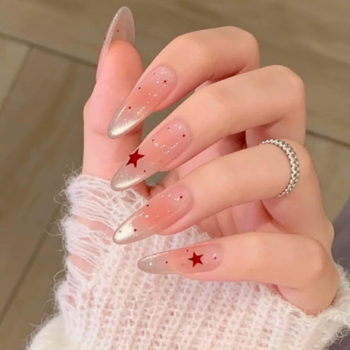 Decorative Star-Accented Press-On Nail Set Bowlift