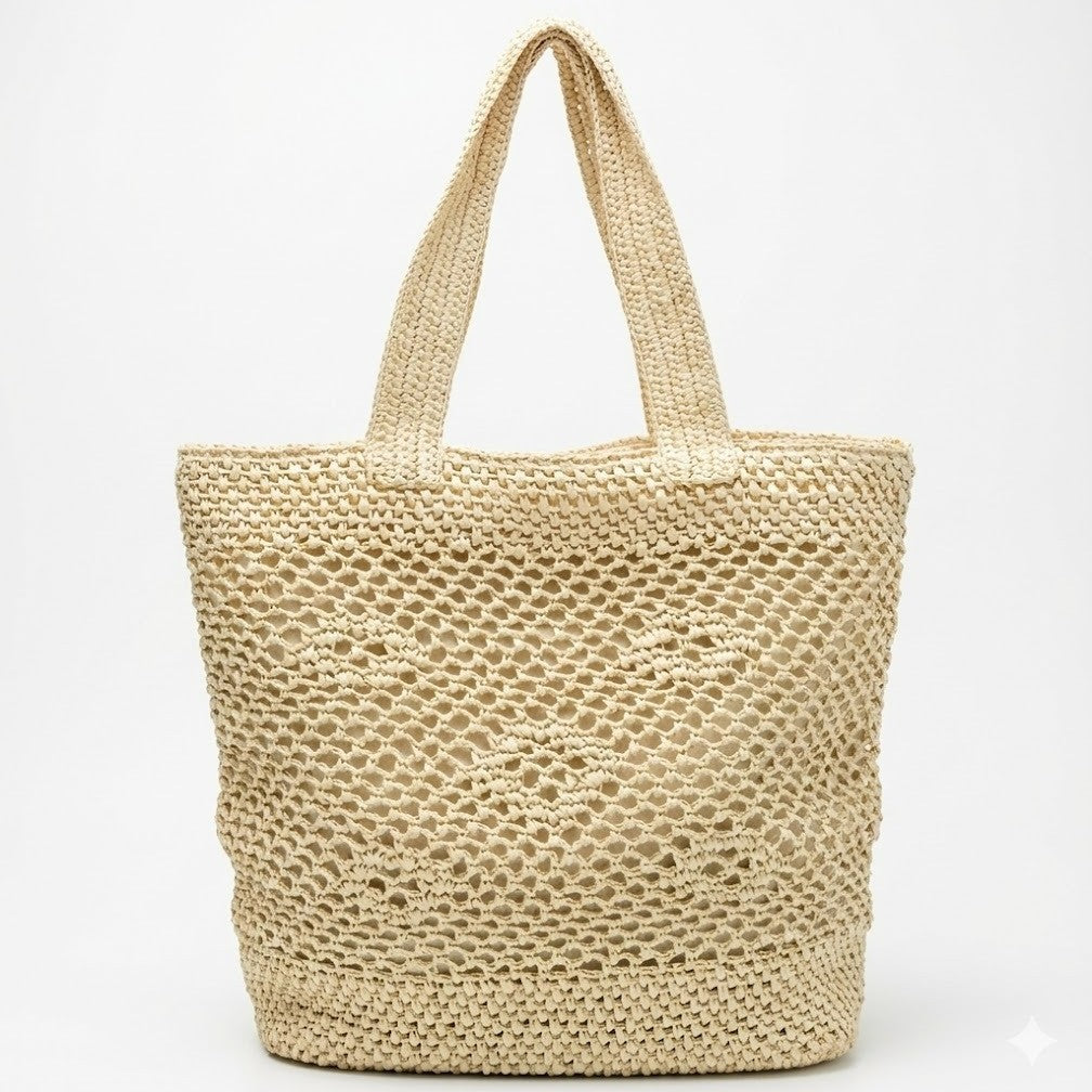 Large macrame bag with leather accents Bowlift