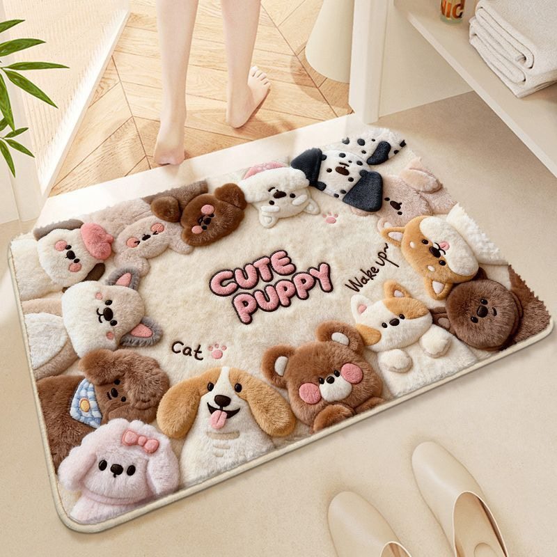 Decorative Plush Dog-Themed Area Rug