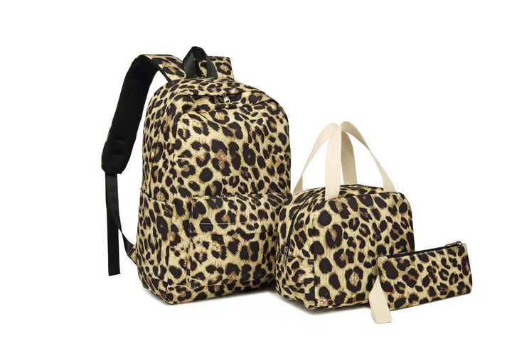 Stylish Leopard Print Backpack and Accessory Set Bowlift