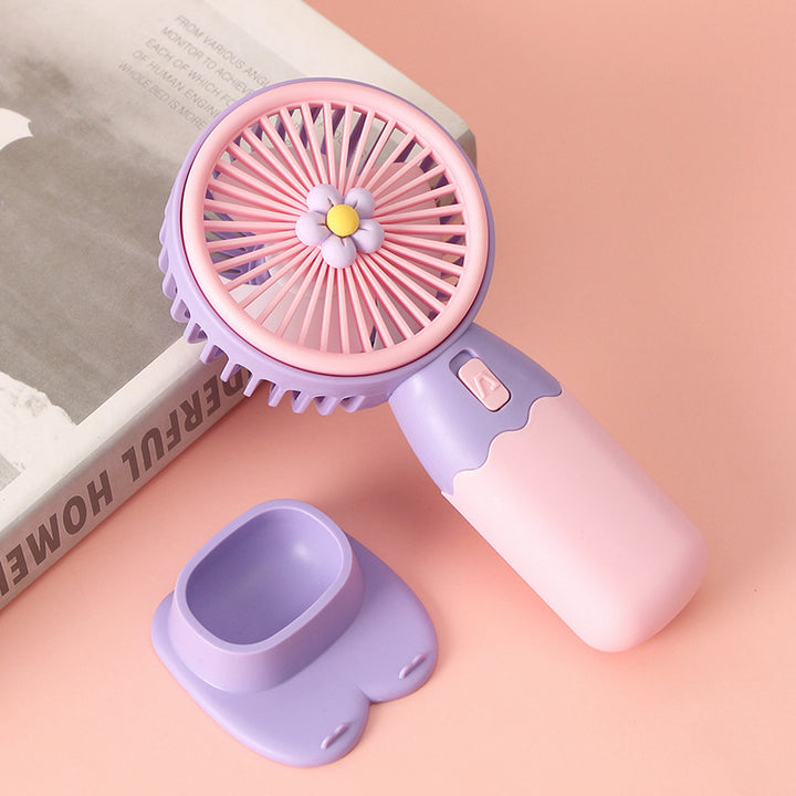 Women Portable Hand Fan with Floral Design Bowlift