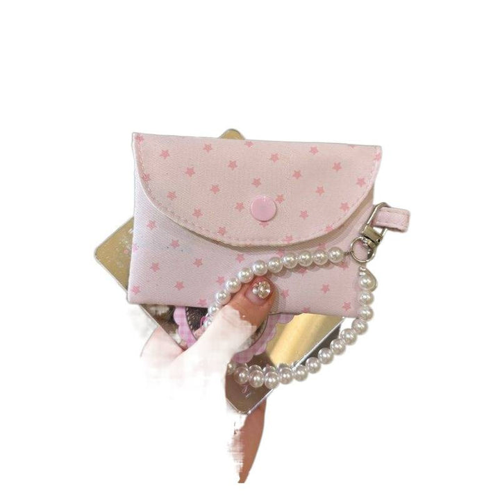 Compact Star-Print Snap Card Wallet with Coin Pouch Bowlift