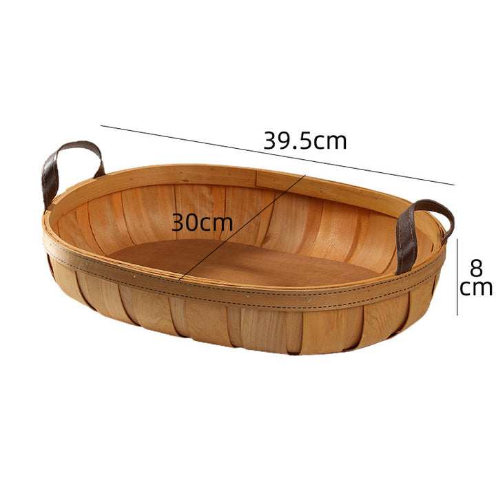Unisex Handcrafted Basket with Leather Handles Bowlift