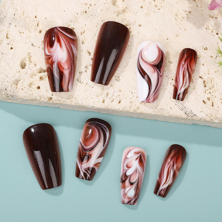 Artificial nails with artistic wave pattern Bowlift
