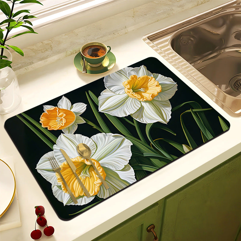 Decorative Floral Kitchen Mat